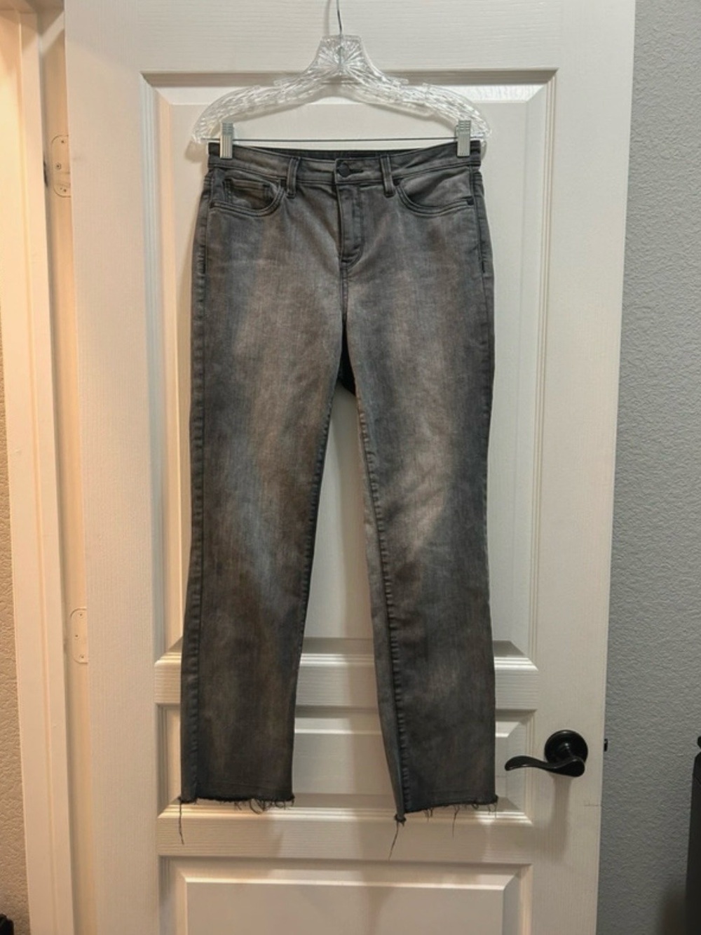 NYDJ Gray Washed Straight-Leg Jeans